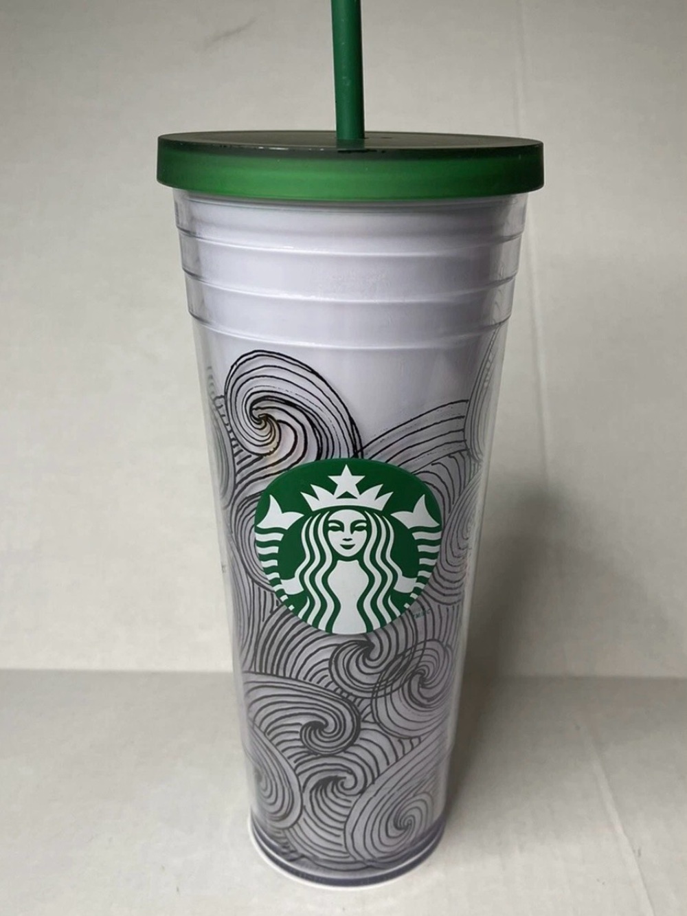 Starbucks 2012 Dot Collection Cold Cup Tumbler 24 fl oz Ink Waves